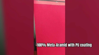 Material: 100 % Meta-Aramid mit PU-Beschichtung. Gewicht: 280 g/m². Breite: 150 cm. Farbe: Rot