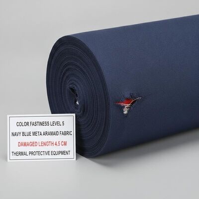 Farbfestheit Stufe 5 Marineblau Meta-Aramid Stoff mit beschädigter Länge 4,5 cm