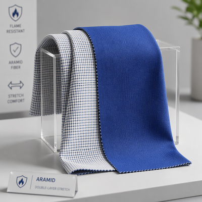 Double-layer Stretch Aramid Fabric with Inherent Flame Retardancy and High Tear Resistance for Protective Clothing